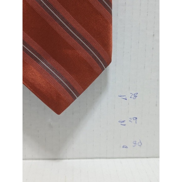 DKNY Mens Necktie 100% Silk Textured‎ Striped Orange USA - Picture 7 of 7
